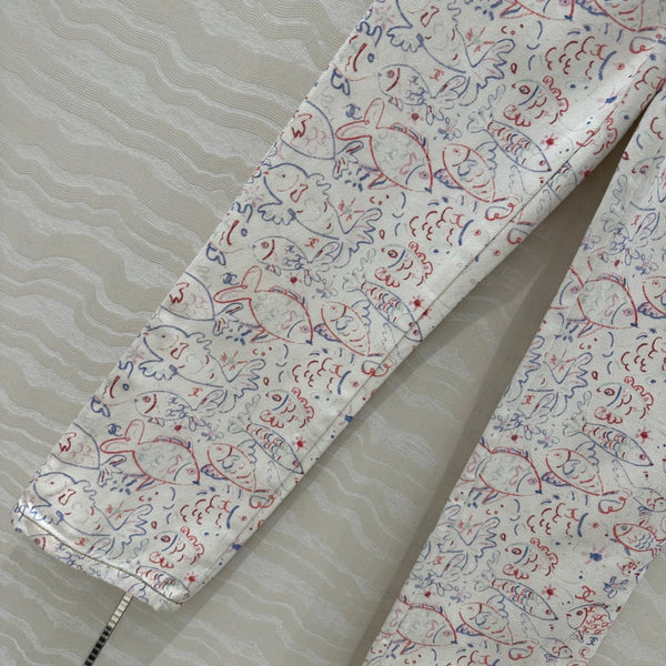 Pantaloni dritti CC in denim multicolore di cotone