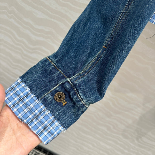 Giacca in denim scozzese Miu Miu in cotone blu
