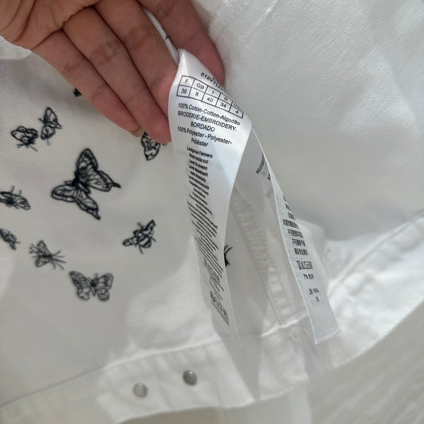 CD Butterfly Pattern denim Jacket White Cotton