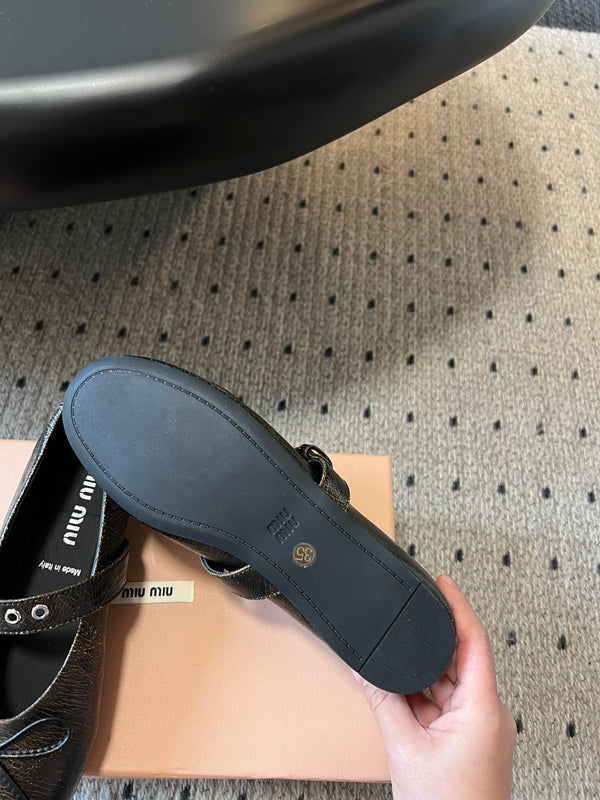 Miu Ballet Flat Black Sheepskin 235750