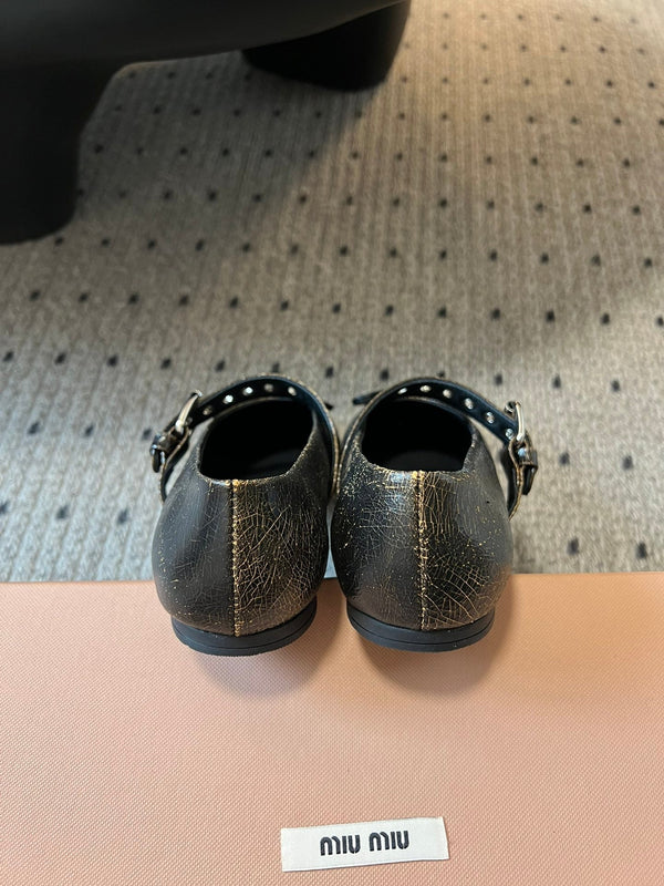 Miu Ballet Flat Black Sheepskin 235750