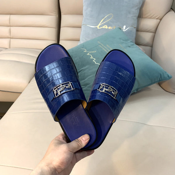 HM Men's Slide Blue Cowhide 567158