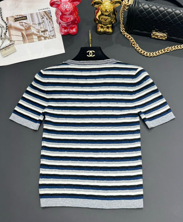 Chanel 25 T-Shirt Multicolor Lana con Tencel 229625