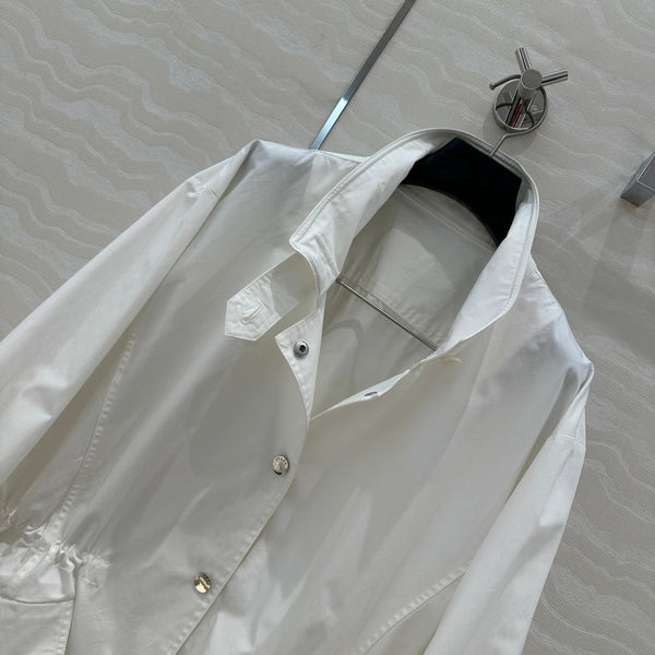 Prada 25 Windbreaker Coat White Cotton