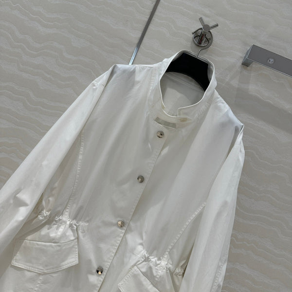 Prada 25 Windbreaker Coat White Cotton
