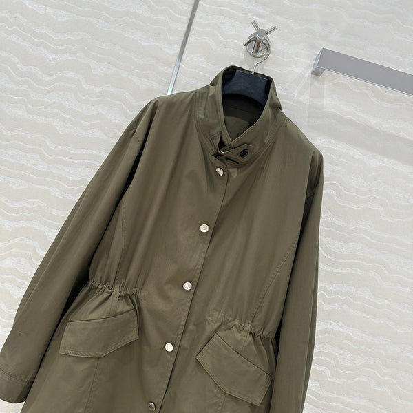 Prada 25 Windbreaker Coat Khaki Green Cotton