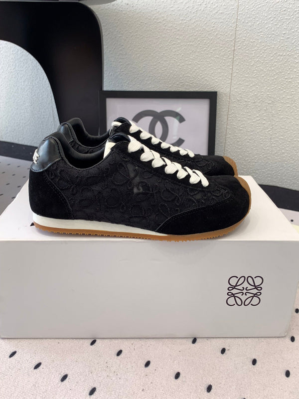 Loewe 25 Runner Sneaker Black Mesh Suede 265455