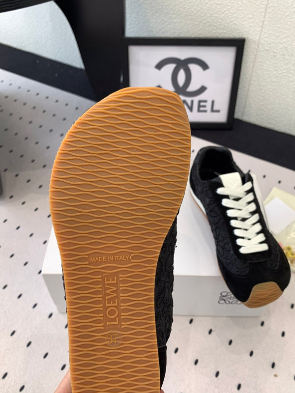 Loewe 25 Runner Sneaker Black Mesh Suede 265455