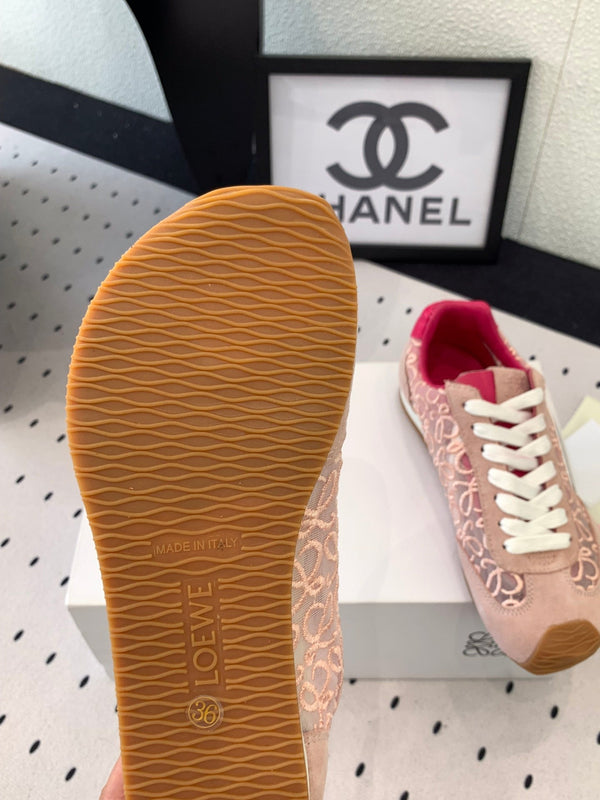 Loewe 25 Runner Sneaker Pink Mesh Suede