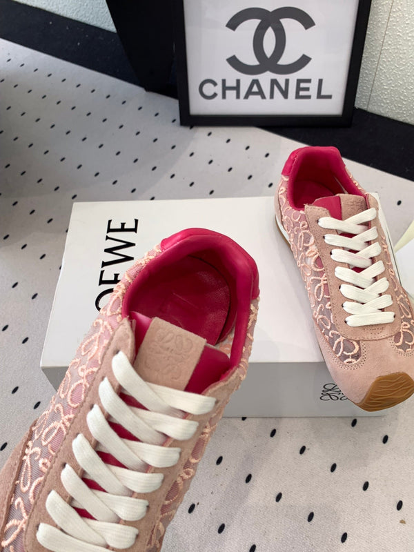 Loewe 25 Runner Sneaker Pink Mesh Suede