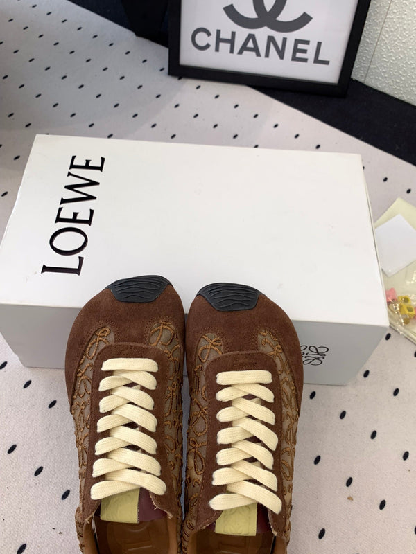 Loewe 25 Runner Sneaker Brown Mesh Suede