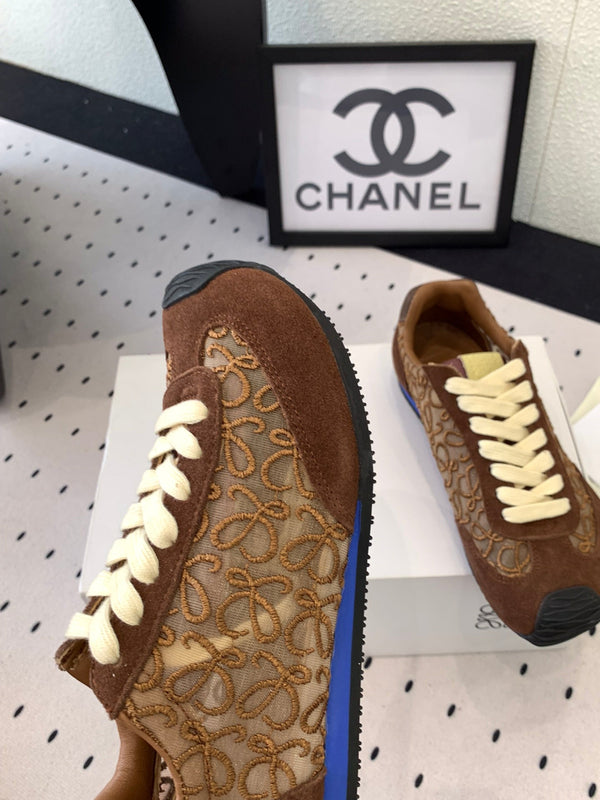 Loewe 25 Runner Sneaker Brown Mesh Suede