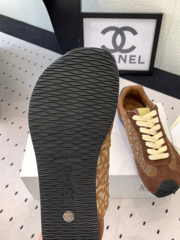 Loewe 25 Runner Sneaker Brown Mesh Suede