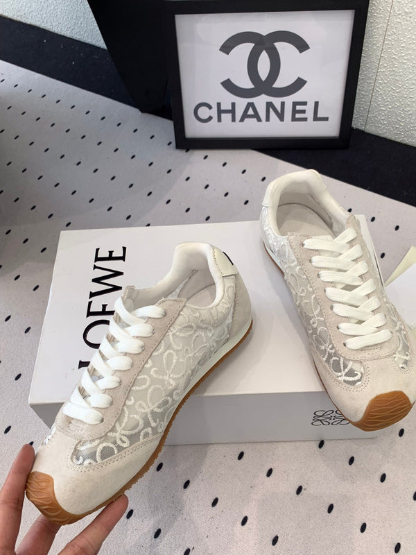 Loewe 25 Runner Sneaker White Mesh Suede