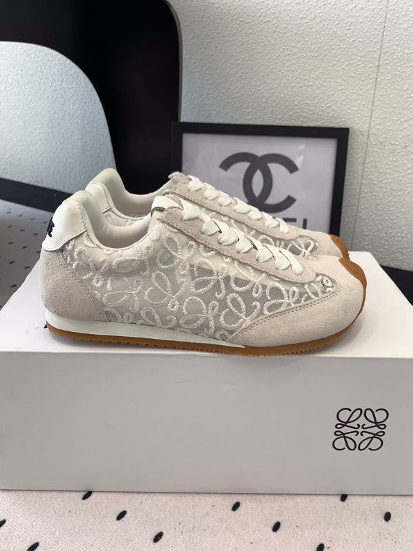 Loewe 25 Runner Sneaker White Mesh Suede