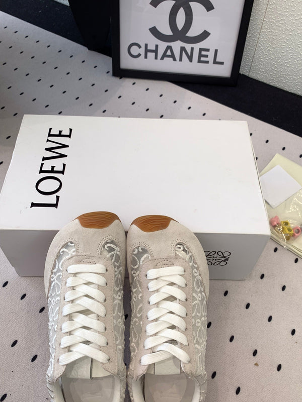 Loewe 25 Runner Sneaker White Mesh Suede