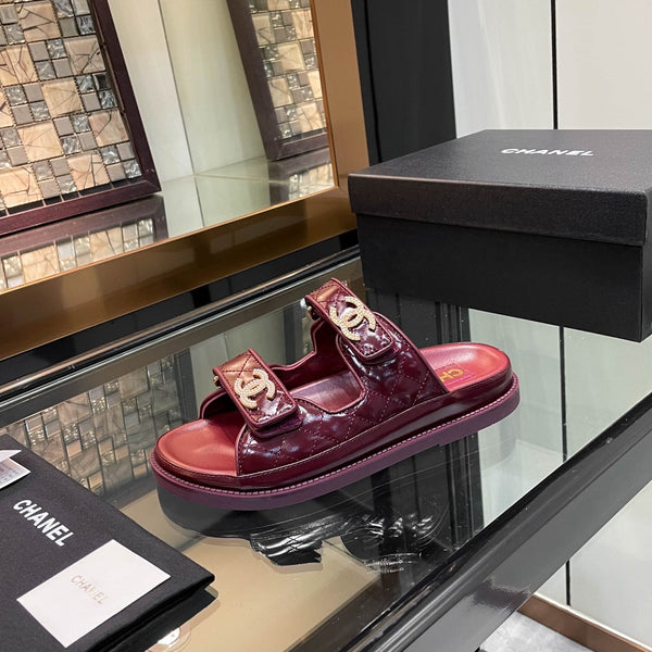 CC 25S Dad Sandal Mule Burgundy Patent Calfskin