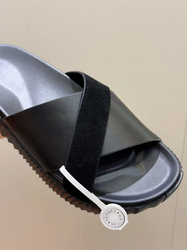 HM Men's Infra Slide Black Cowhide Suede 600000