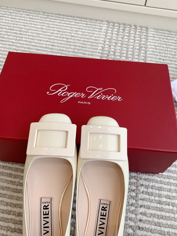 Viv 25 Ballet Flats White Cowhide Leather Sheepskin 255209