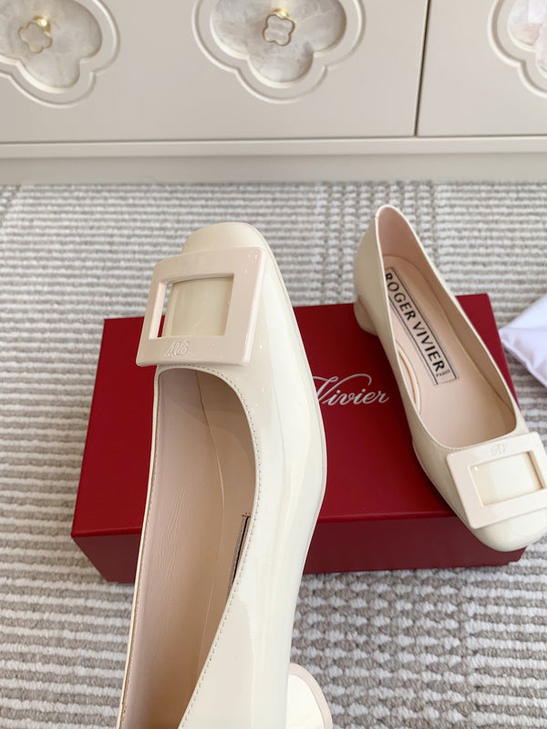 Viv 25 Ballet Flats White Cowhide Leather Sheepskin 255209