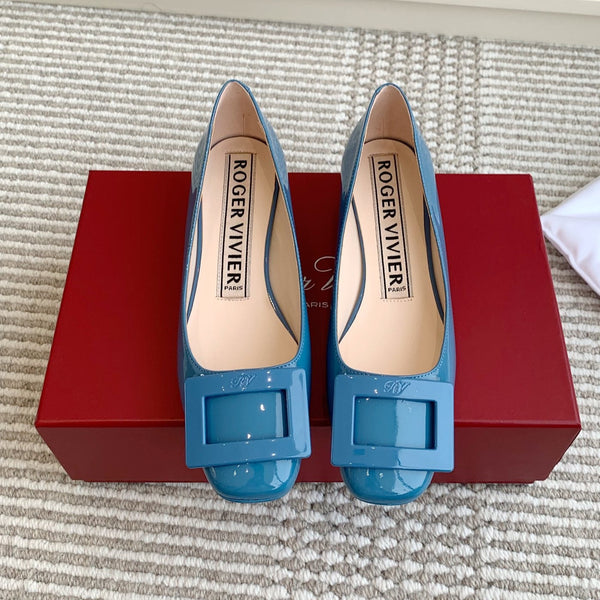 Viv 25 Ballet Flats Blue Cowhide Leather Sheepskin 255210