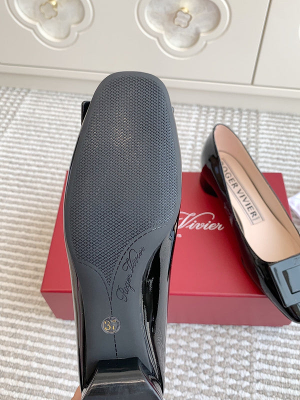 Viv 25 Ballet Flats Black Cowhide Leather Sheepskin 255211