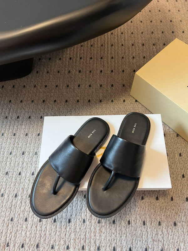 Sandalo piatto Signum in pelle di pecora nera 282427