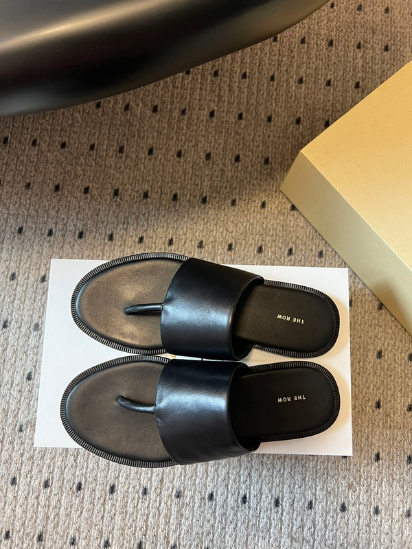 Sandalo piatto Signum in pelle di pecora nera 282427