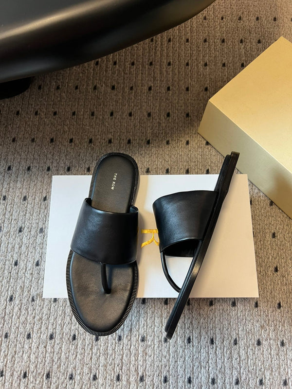 Sandalo piatto Signum in pelle di pecora nera 282427