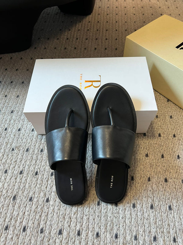 Sandalo piatto Signum in pelle di pecora nera 282427