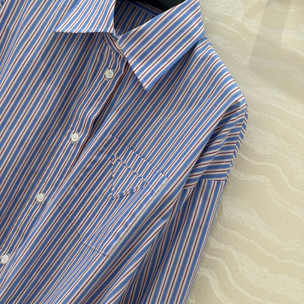 Prada Striped Shirt Dress Blue Cotton