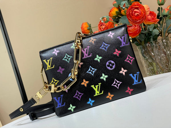 LV x TM Coussin BB 21cm Nero Multicolore Pelle di agnello con monogramma in rilievo