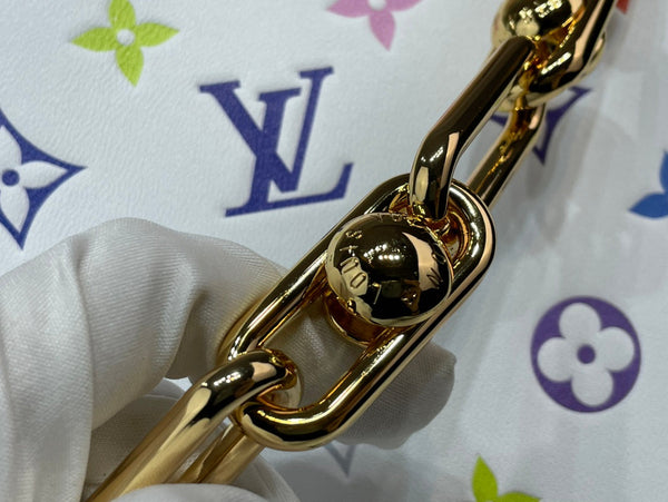 LV x TM Coussin BB 21cm Bianco Multicolore Pelle di agnello con monogramma in rilievo