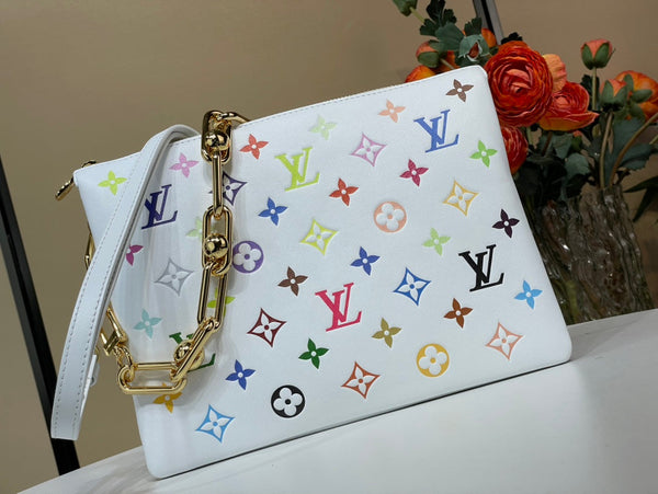 LV x TM Coussin BB 21cm Bianco Multicolore Pelle di agnello con monogramma in rilievo