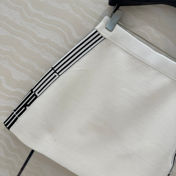 CD Short Skirt White Viscose Polyamide