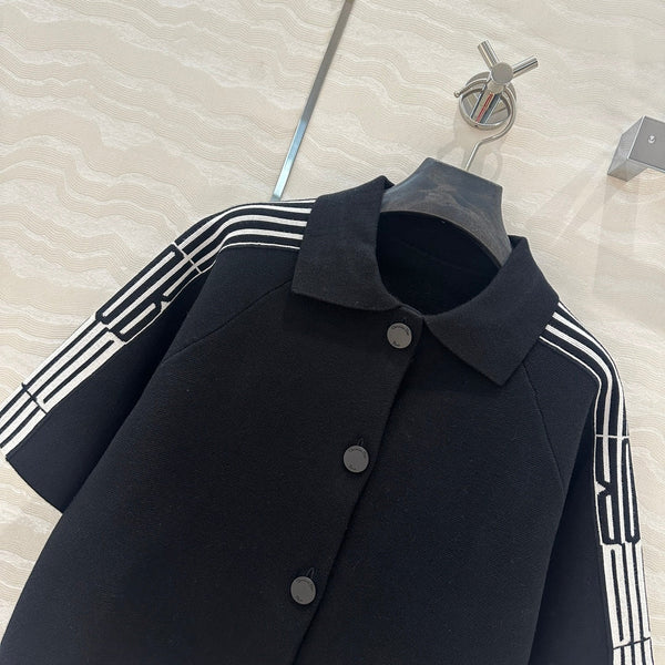 CD Short-Sleeved Cardigan Jacket Black Viscose Polyamide