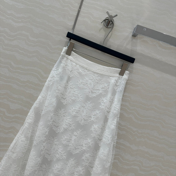 CD Lace Long Skirt White Polyester