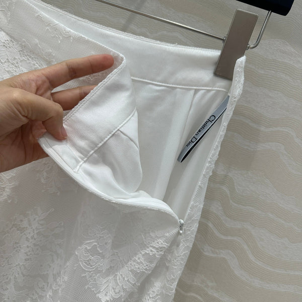CD Lace Long Skirt White Polyester