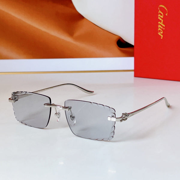 PANTHÈRE RIMLESS RECTANGULAR FRAME SUNGLASSES CT0682S IN METAL