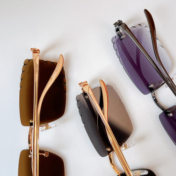 PANTHÈRE RIMLESS RECTANGULAR FRAME SUNGLASSES CT0682S IN METAL