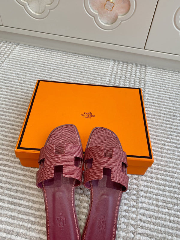 HM Oran Sandal Red Burgundy Sheepskin 291399