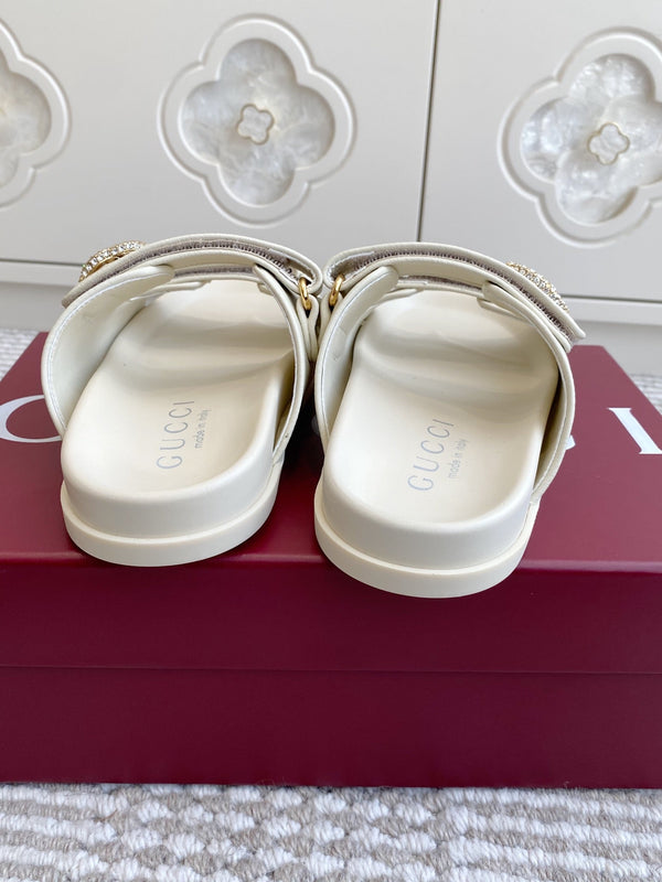 GC sandal with Double G White Calfskin 291023