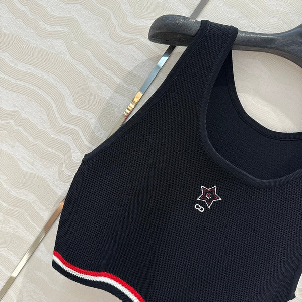 CD Sport Knitted Top Vest Black Linen Silk