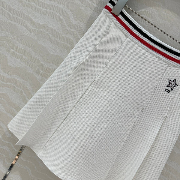 CD Sport Knitted Short Skirt White Linen Silk