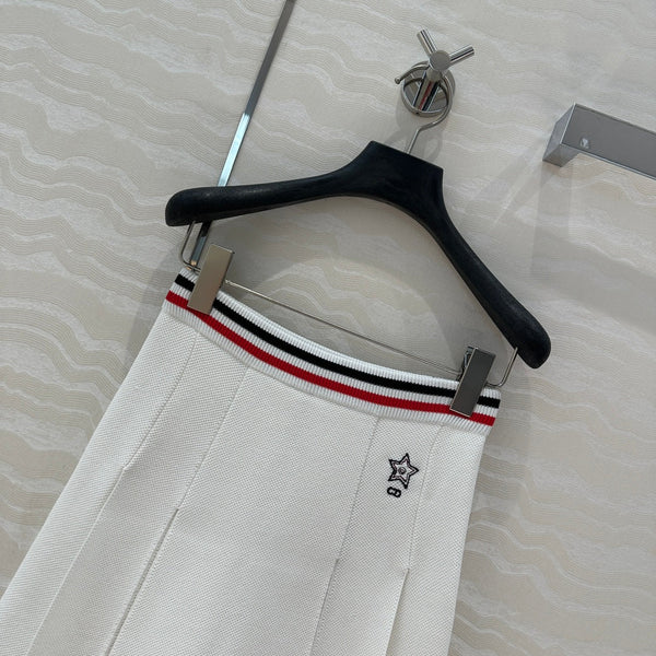 CD Sport Knitted Short Skirt White Linen Silk