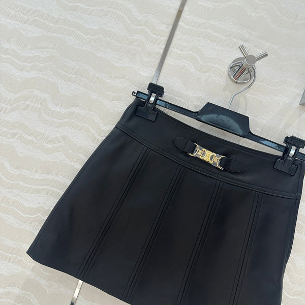Jupe Celine Boucle Métal Arc de Triomphe Agneau Noir