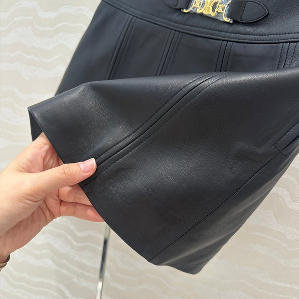 Jupe Celine Boucle Métal Arc de Triomphe Agneau Noir