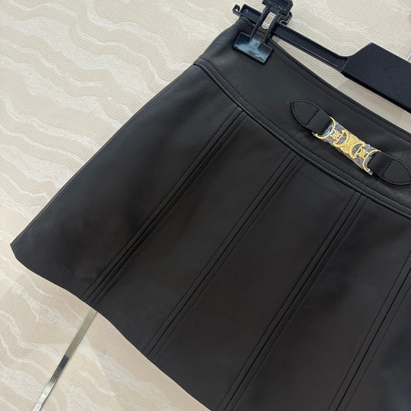 Jupe Celine Boucle Métal Arc de Triomphe Agneau Noir