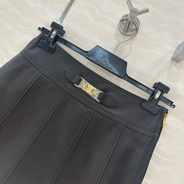 Jupe Celine Boucle Métal Arc de Triomphe Agneau Noir