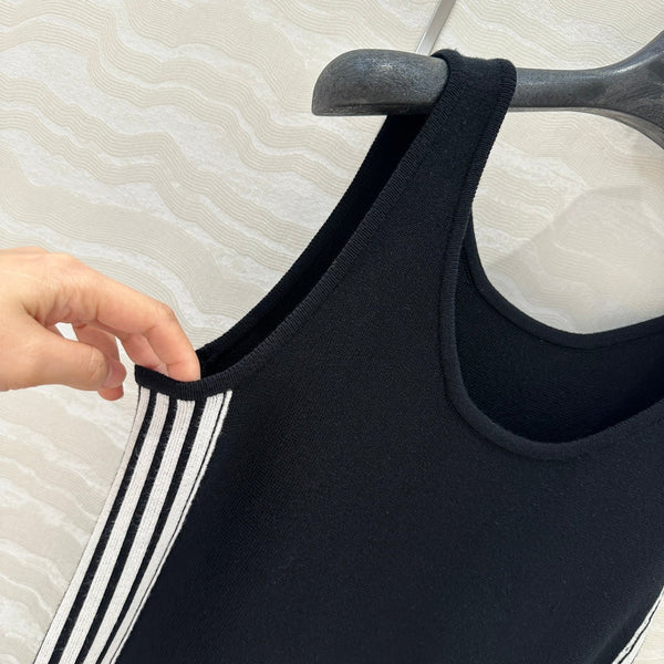 CD U-neck Large A-line Skirt Black Viscose Polyamide